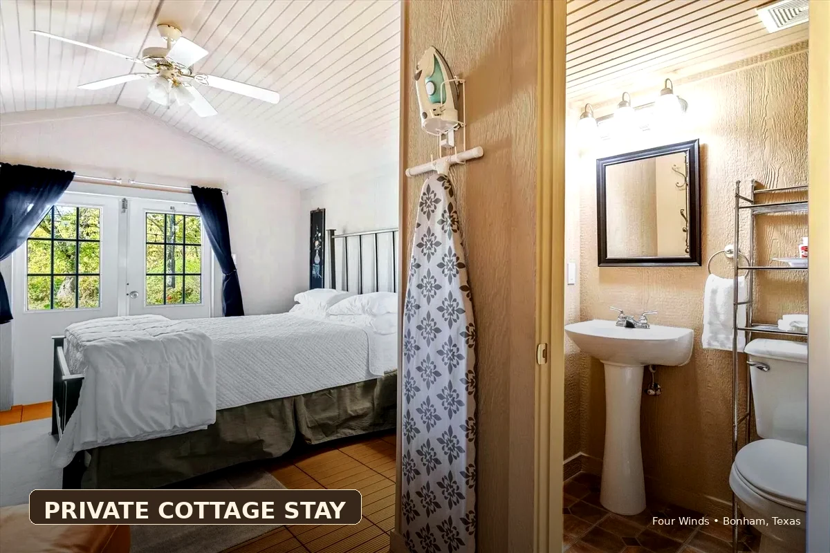 Burke Trammell Cottage bedroom private cottage Bonham TX